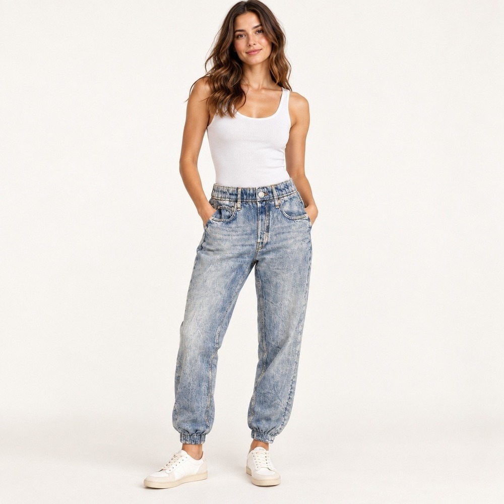 Rag & bone Miramar Jogger Cotton Denim Print Womens XXS Light Indigo Blue